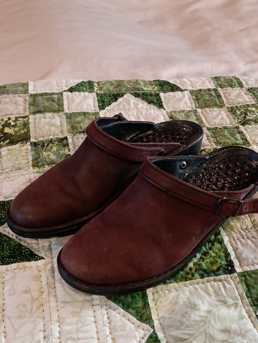 Josef Seibel Burgundy/Plum Slip-On Leather Clogs - Size 41 (US 9.5)